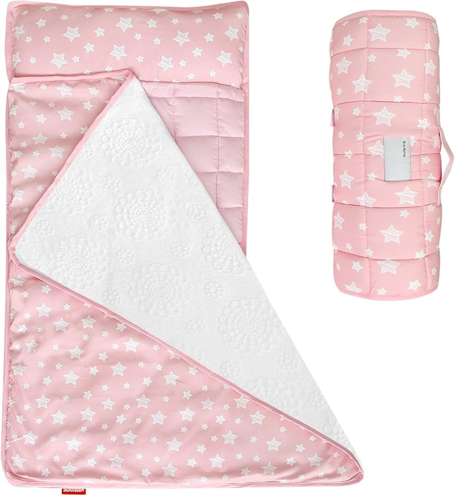 Moonsea Toddler Nap Mat Pink, Removable Pillow and Fleece Minky Blanket, Lightweight and Soft Per... | Amazon (US)