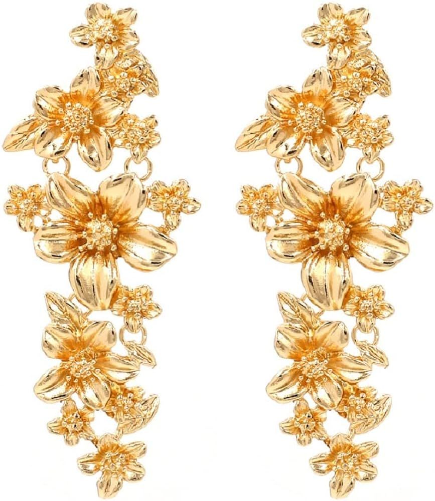 Flower Earrings for Women, Flower Floral Earrings for Girls, Flower Chandelier Dangle Earrings Hy... | Amazon (US)