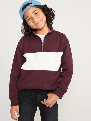 Long-Sleeve Color-Blocked Quarter-Zip Sweatshirt for Boys | Old Navy (US)
