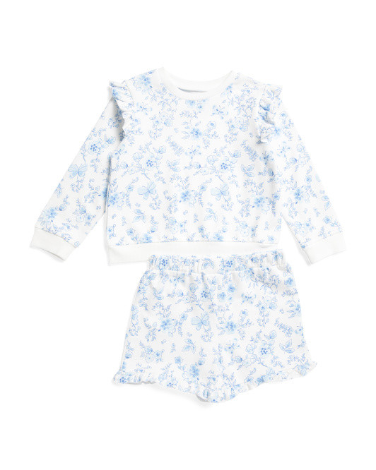 Toddler Girls Floral Toile Active Shorts Set | TJ Maxx