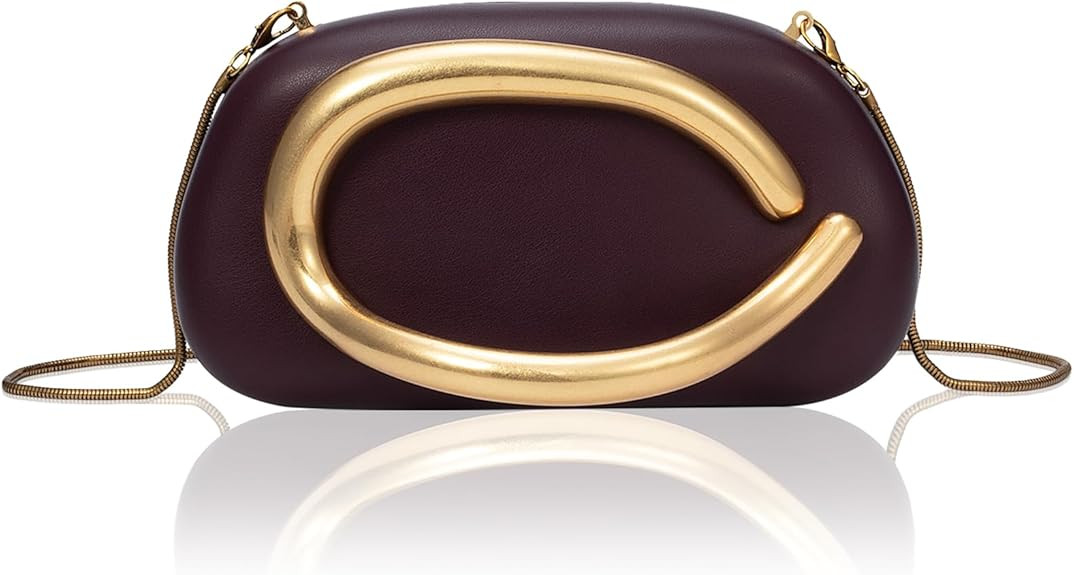 PU Leather Women's Evening Handbags Chocolates Clutch Purse Easy Match with Chain Crossbody Metal... | Amazon (US)