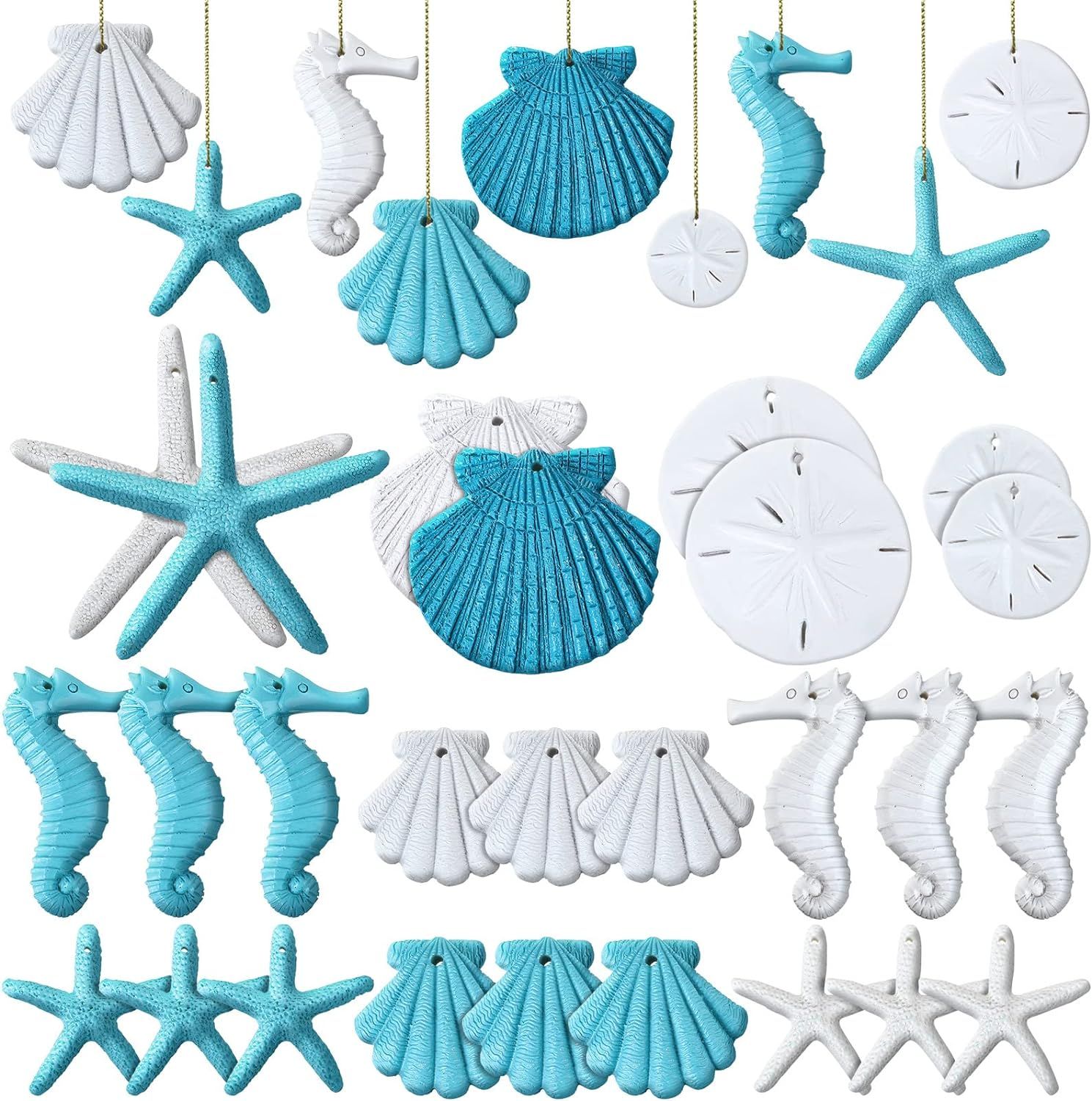 26 Pcs Resin Starfish Ornaments Decor Beach Christmas Decorations Sand Beach Ocean Themed Christm... | Amazon (US)