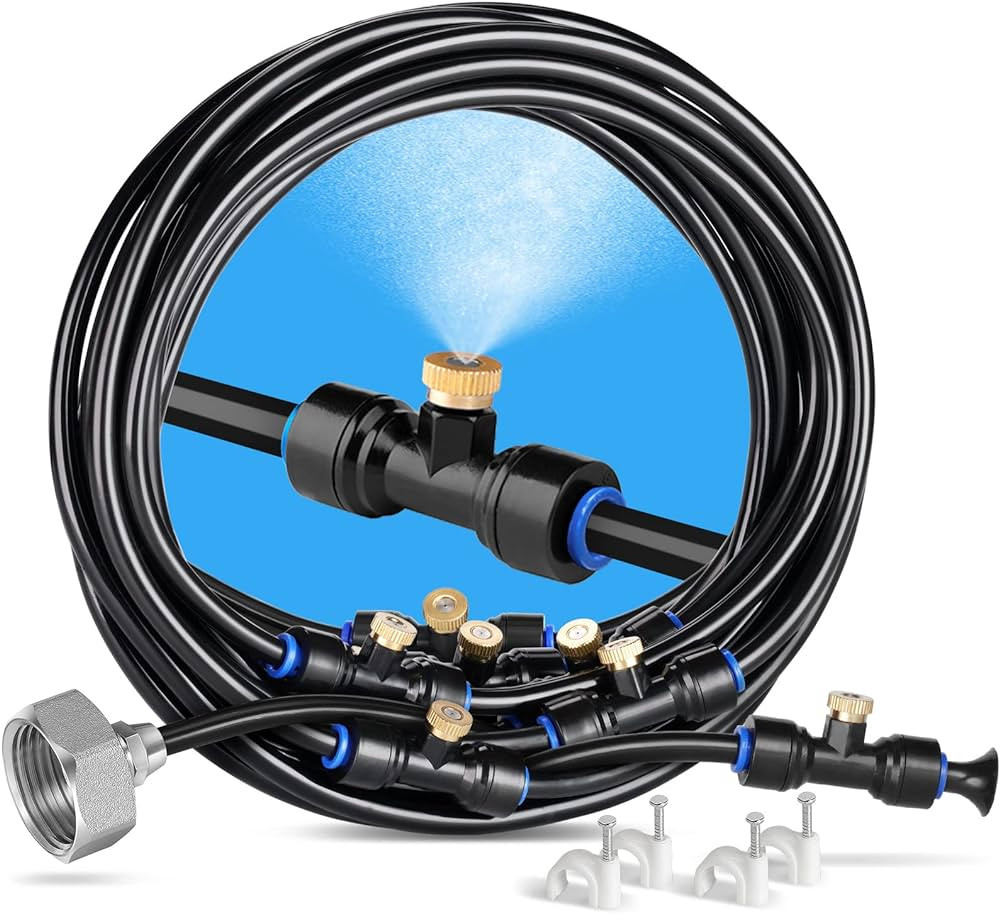 HOMENOTE Misting Cooling System, 26FT (8M) Misting Line + 7 Brass Mist Nozzles + Brass Adapter(3/... | Amazon (US)