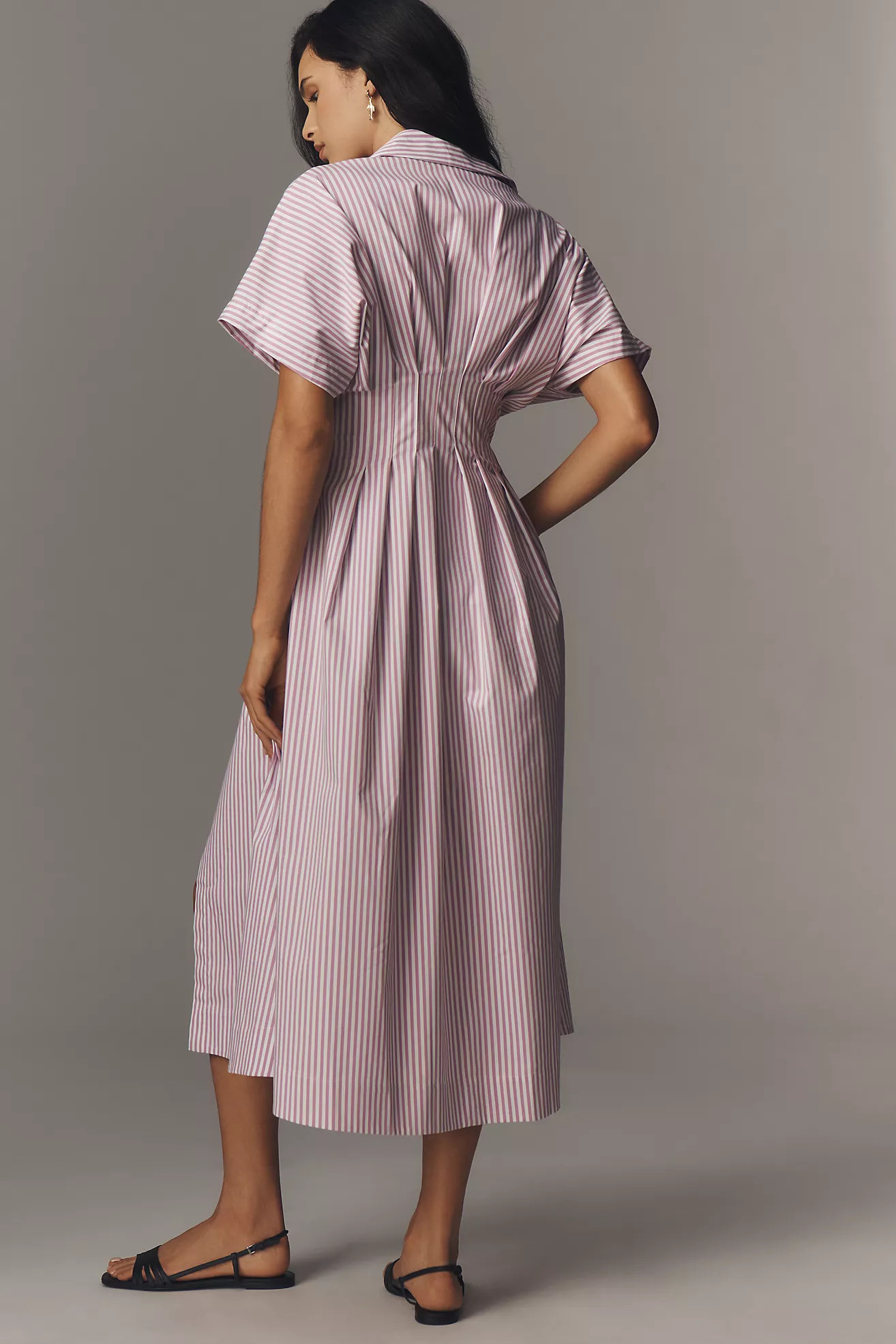 The Tobie Button-Front Pleated Shirt Dress by Exquise | Anthropologie (US)