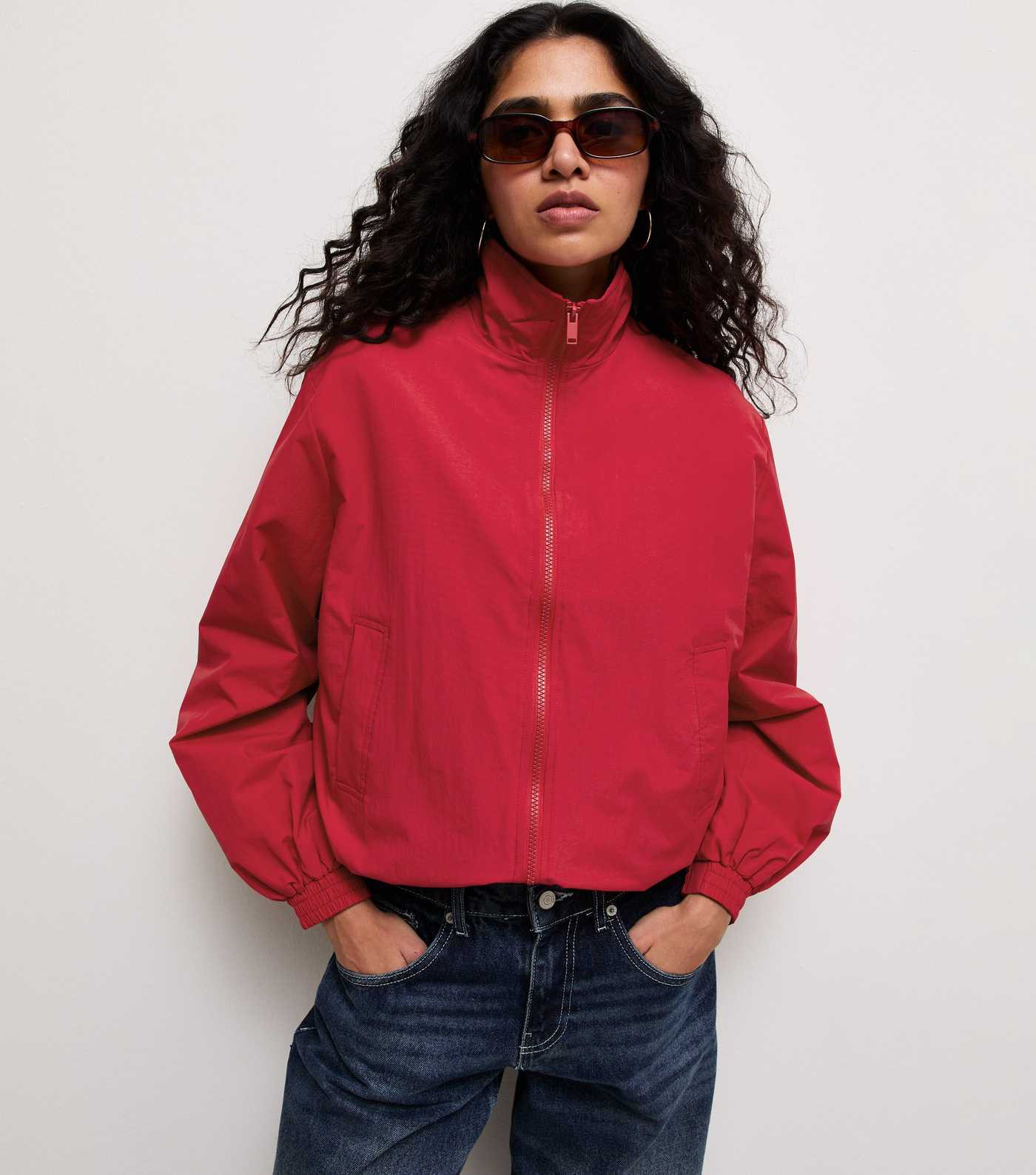Bright Red Zip Through Funnel Windbreaker Jacket | New Look | New Look (UK)
