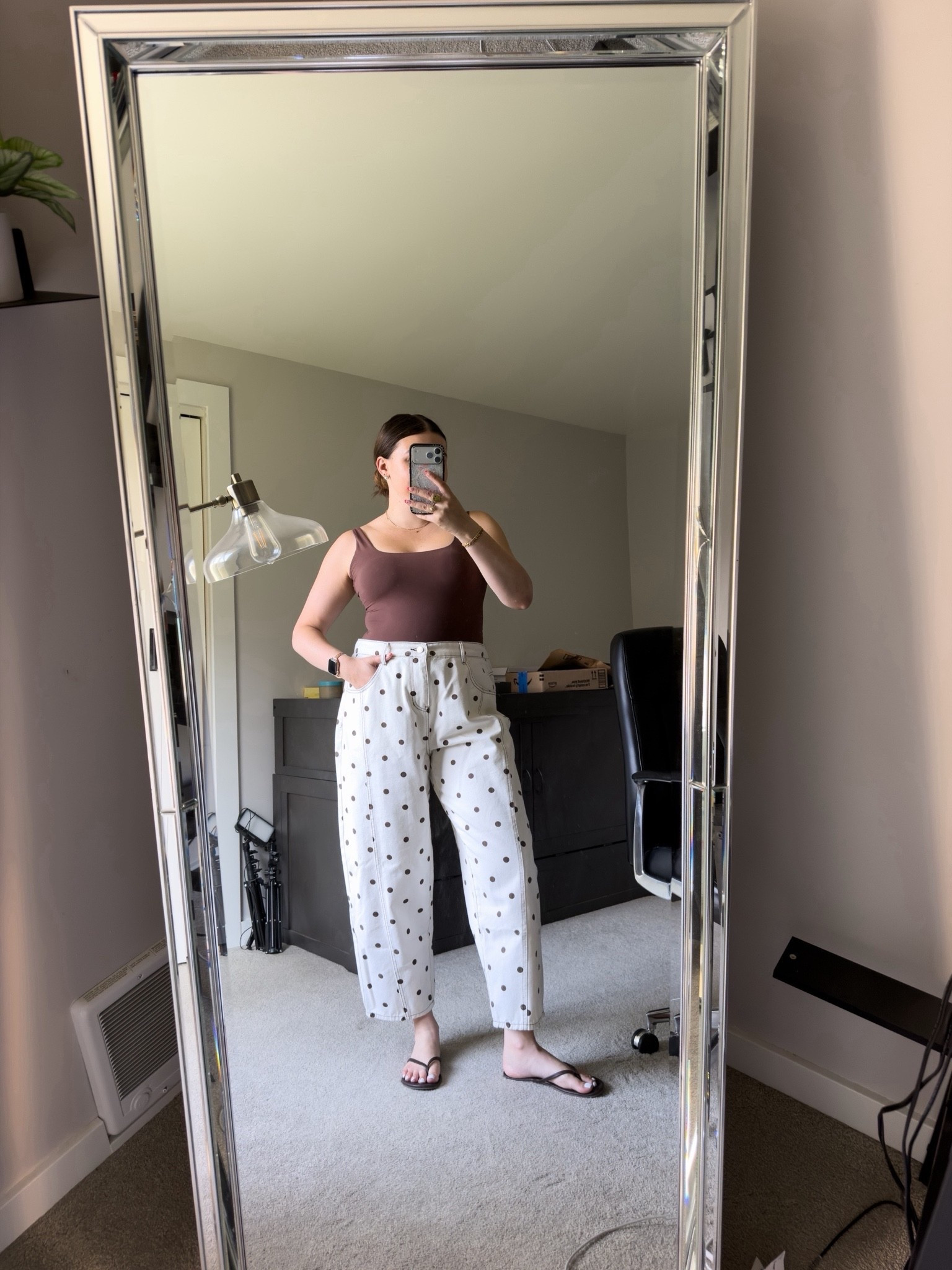 My construction client complimented the polka dots so you know it’s good 🤣 These jeans were such a fun buy this spring and I can’t wait to wear them into the fall!

#LTKootd #LTKMidsize #LTKWorkwear