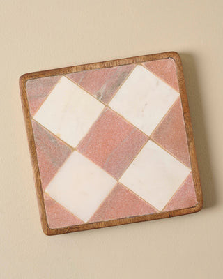 Carmella Checkered Marble Trivet | Magnolia