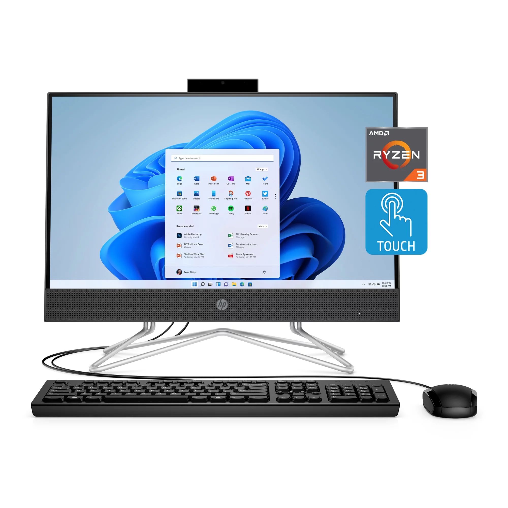 HP 22" Touch All-in-One Desktop, Ryzen 3 3250U, 8GB RAM, 1TB HDD, White, Windows 11 Home, 22-df00... | Walmart (US)