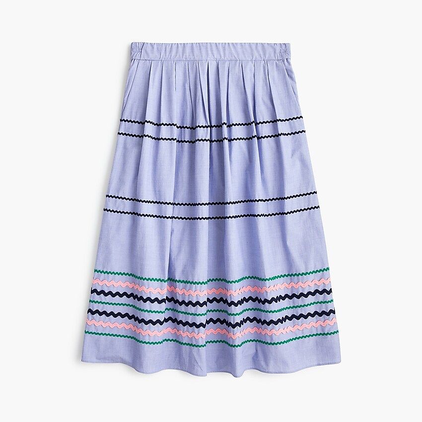 Tall rickrack trim skirt in cotton poplin | J.Crew US