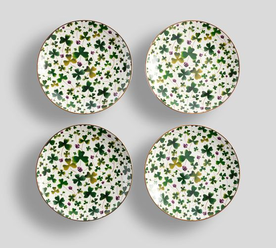 Four Leaf Clover Stoneware Appetizer Plates - Set of 4 | Pottery Barn (US)