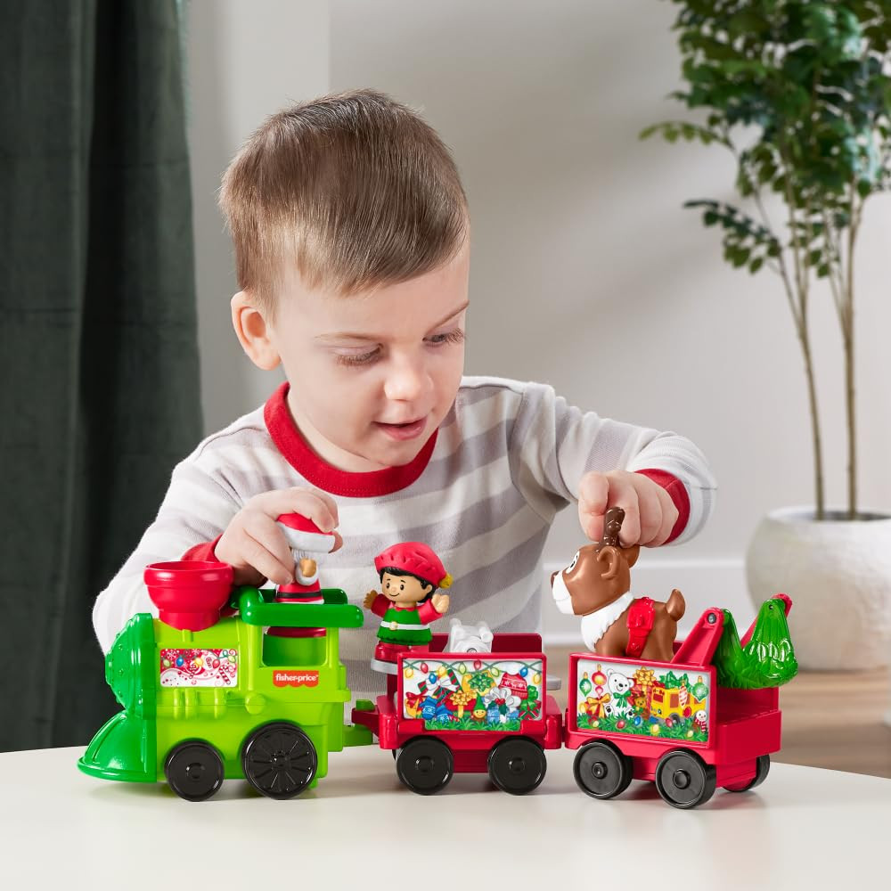 Fisher-Price Little People Toddler Toy Musical Christmas Train with Santa Elf & Reindeer Figures ... | Amazon (US)