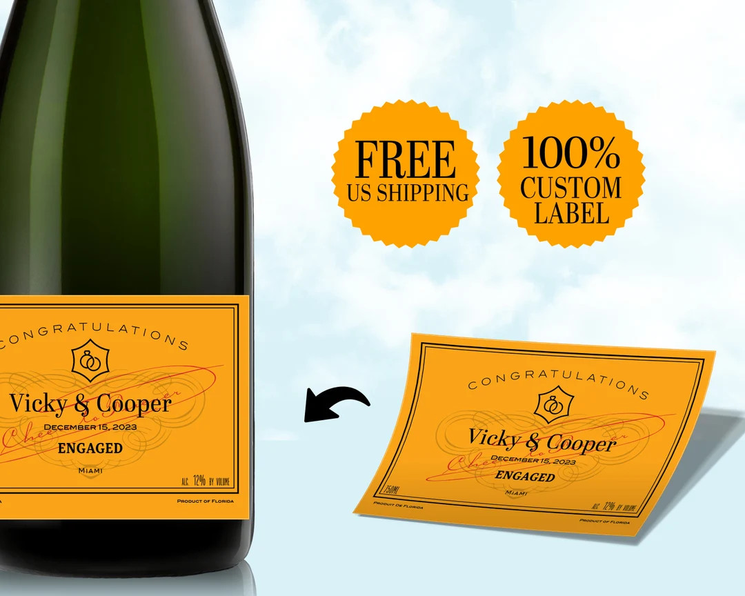 Custom Champagne Label. Yellow Label for personalization. Free Proofing. Free US Shipping. | Etsy (US)