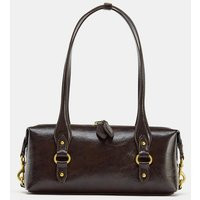 Zara - Shoulder Bag With Metal Details - Women - Burgundy Red - Women | Zara US
