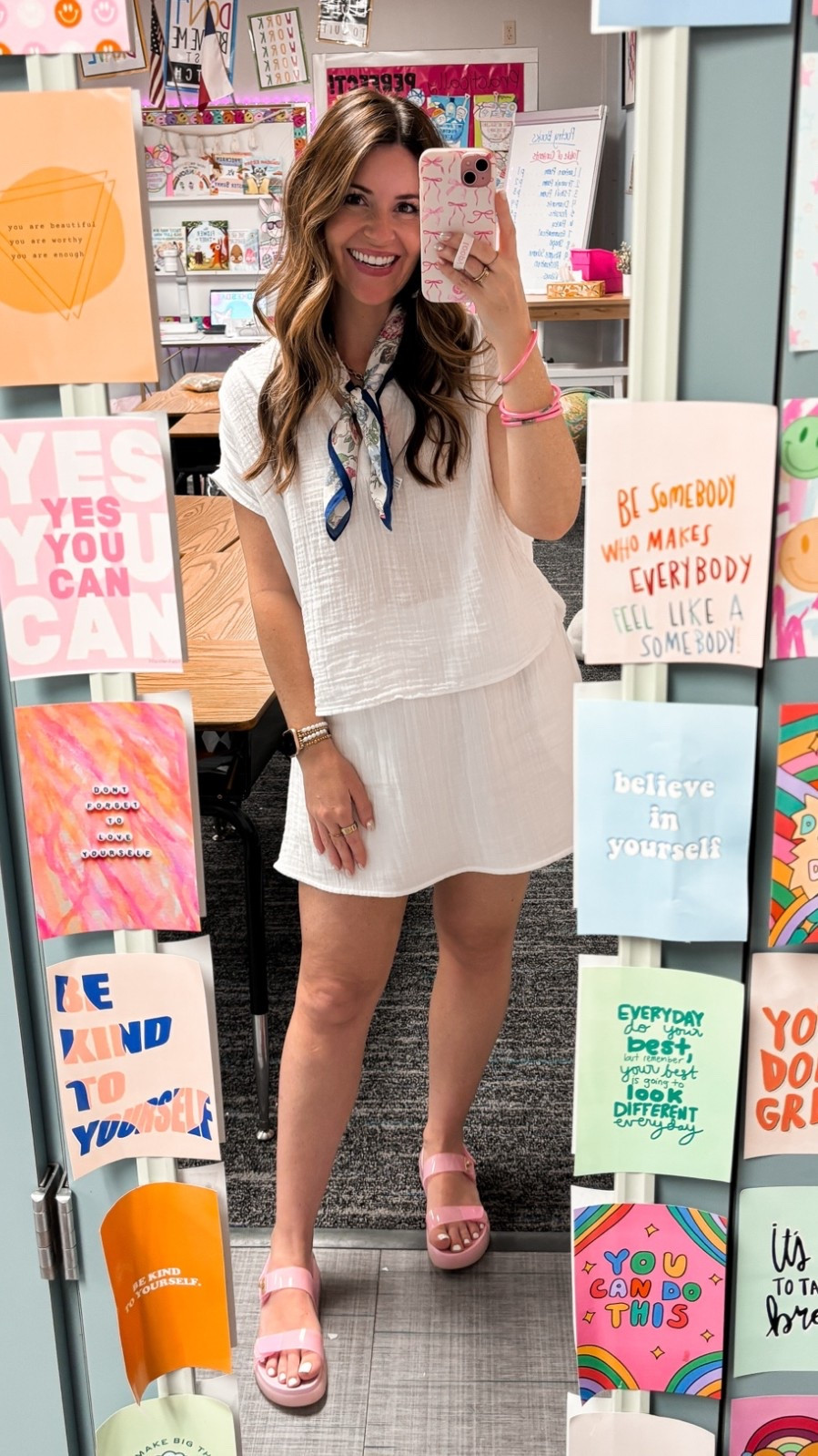 Old navy top//small
Old navy skirt// XS
Steve Madden girl shoes//big kid 5 (usually women 7-7.5) 

Teacher, summer, set, crinkle gauze, sandals, pink, scarf

#LTKootd #LTKSaleAlert #LTKPetite