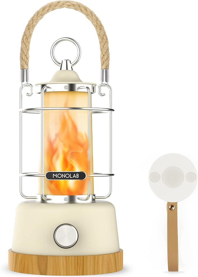 LED Vintage Camping Lantern Flickering Flame, USB Rechargeable with Remote Control, Waterproof Ou... | Amazon (US)