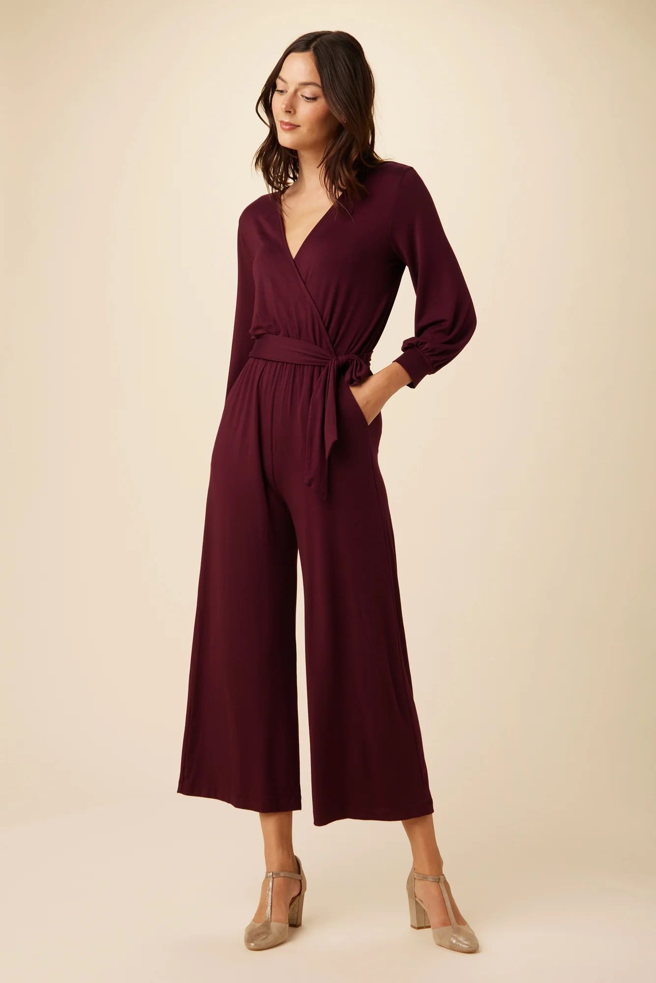 Everley Dream Knit Jumpsuit - Plum | Amour Vert