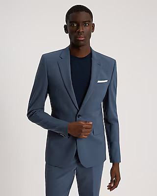 Conscious Edit Extra Slim Dusty Blue Wool-Blend Modern Tech Suit Jacket | Express
