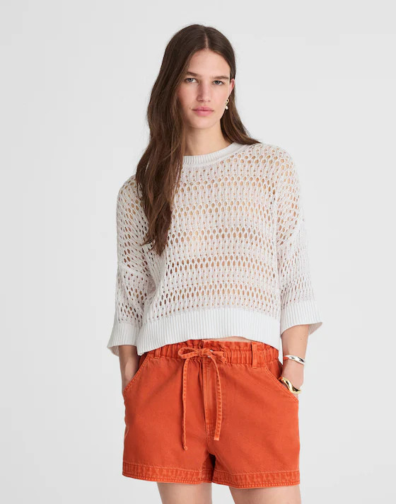 Relaxed Open-Stitch Sweater Tee | Madewell | Madewell