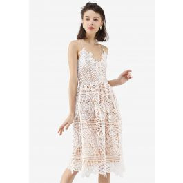 Moonlit Night Cross Back Crochet Cami Dress | Chicwish