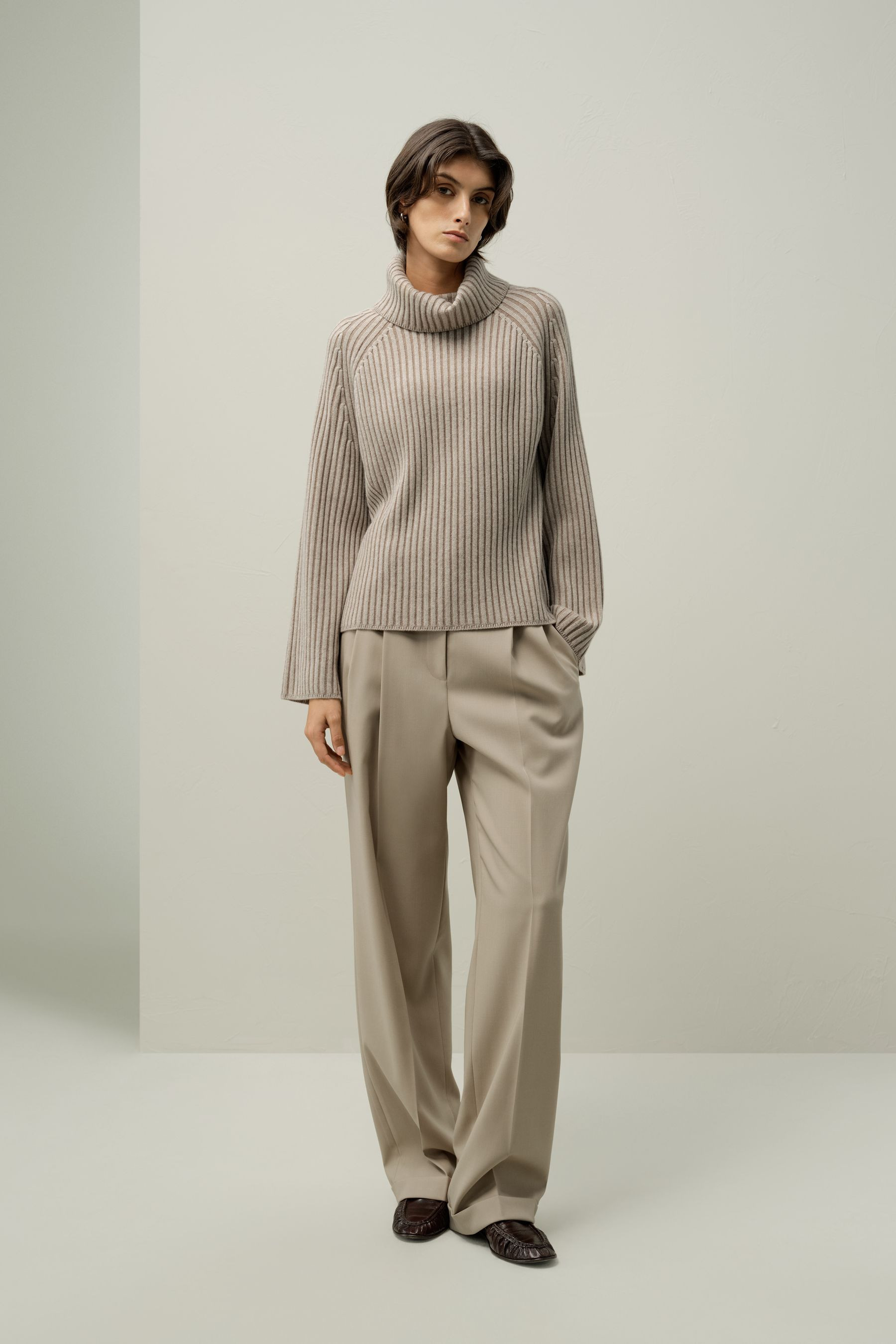 Wool Cashmere Blend Turtleneck Sweater | LilySilk