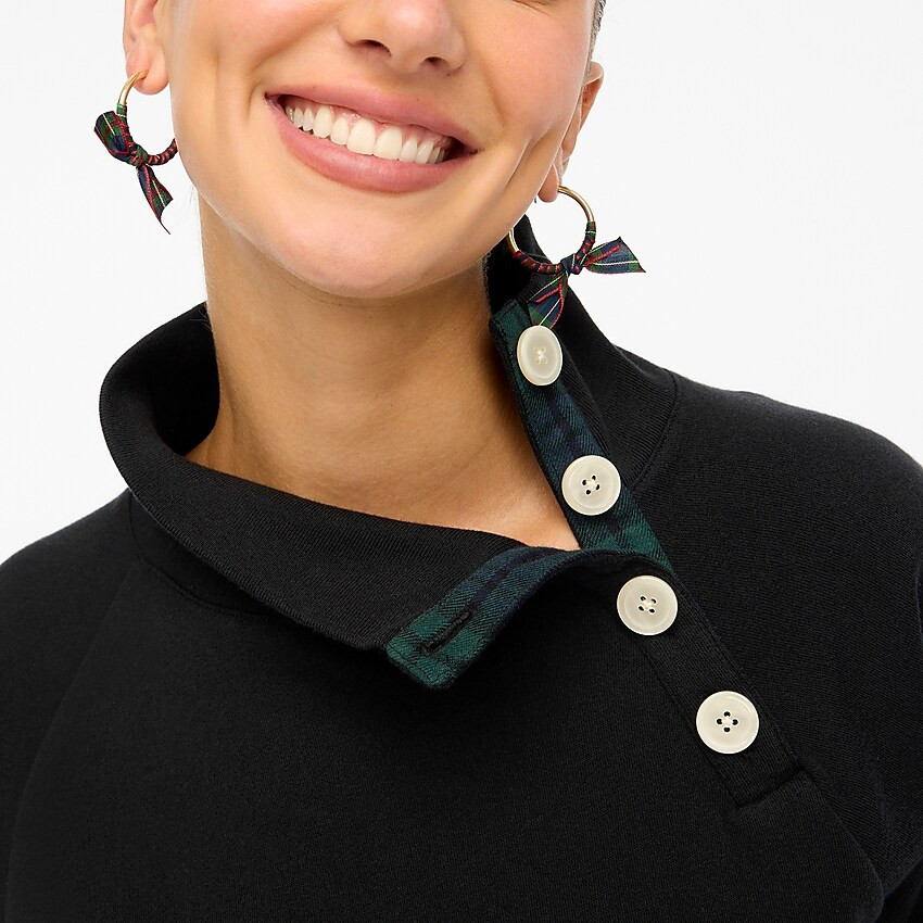 Tartan wide button-collar tunic sweatshirt | J.Crew Factory