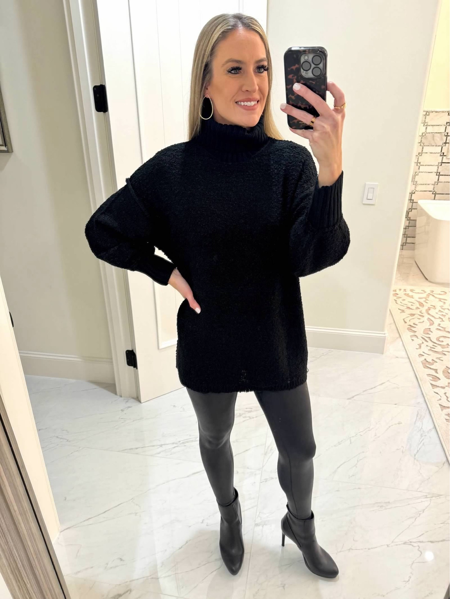 All black is always a go-to and easy to dress up and make festive with jewelry, a scarf, and red lipstick. 

Faux leather leggings are a winter go-to that can be paired with tennis shoes, boots, or booties. Very versatile!

These make an excellent gift as well!!

#everypiecefits

Holiday outfit
Christmas outfit 
Gift guide
Gift idea
Faux leather leggings
Vegan leather 
Spanx
Dinner outfit 
Casual dinner outfit 
Brunch outfit
Date night outfit 

#LTKGiftGuide #LTKStyleTip #LTKHoliday