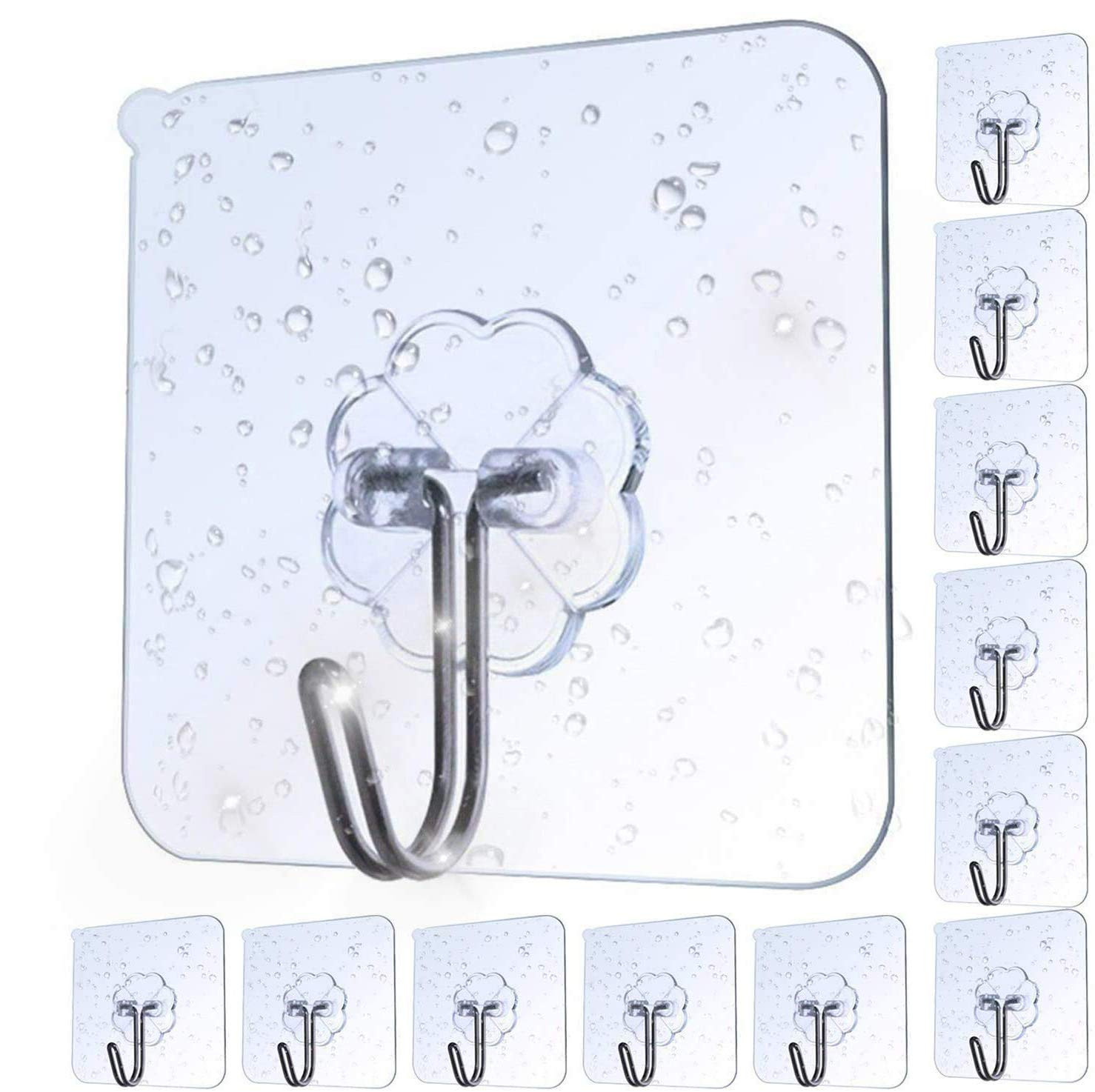 AOMEES Adhesive Hooks Heavy Duty Wall Hooks 8kg (Max) Self Adhesive Hook 12pcs | Amazon (UK)