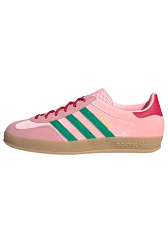 Adidas Gazelle Indoor Women's Shoes, Court Green/Glow Pink/Gum, Size 7 | Amazon (US)