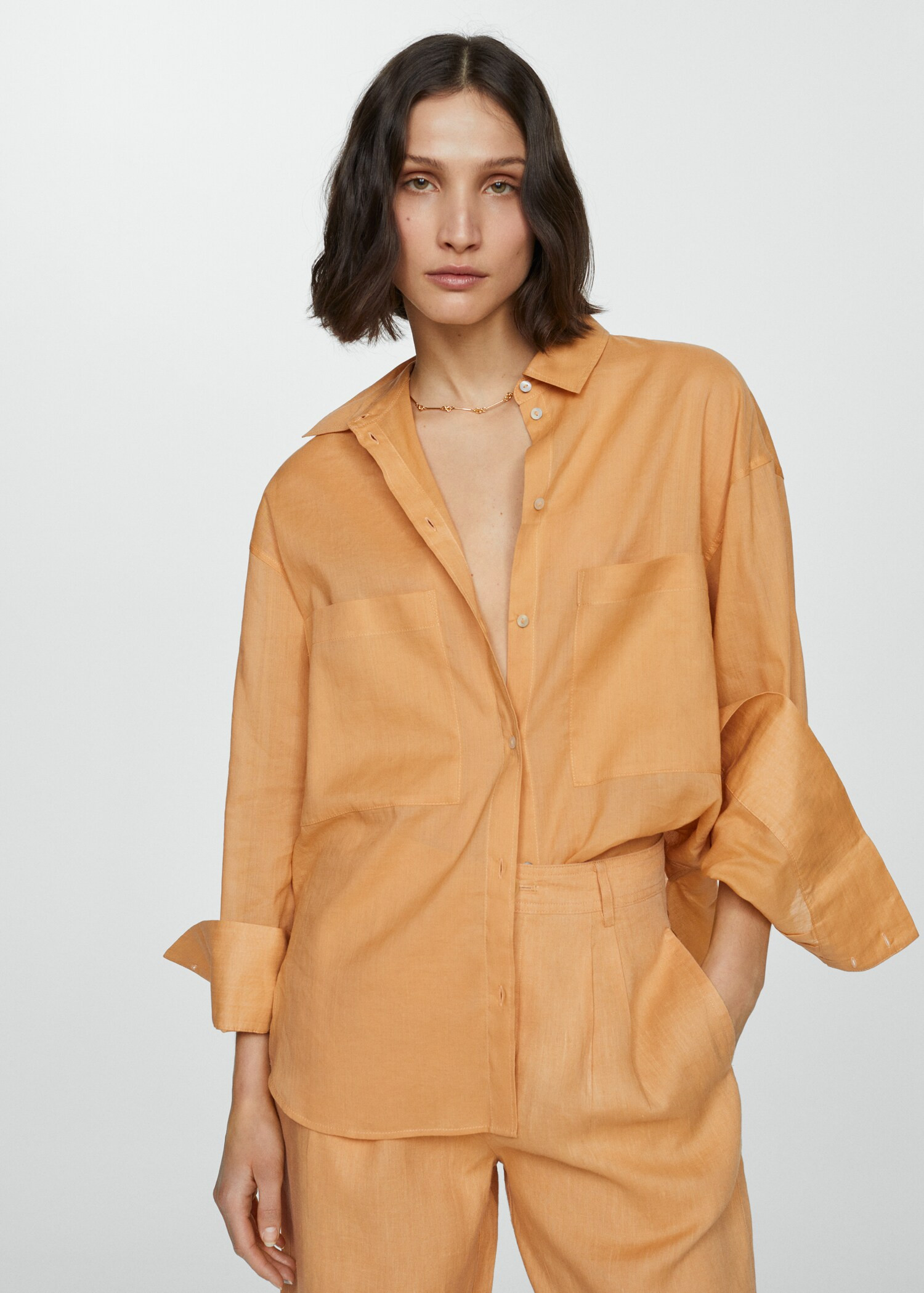 Ramie shirt with pockets | MANGO (US)