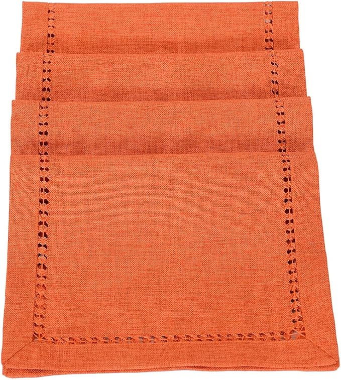 Grelucgo Set of 4 Hemstitch Orange Table Place mats for Thanksgiving Fall Autumn Holidays Decorat... | Amazon (US)