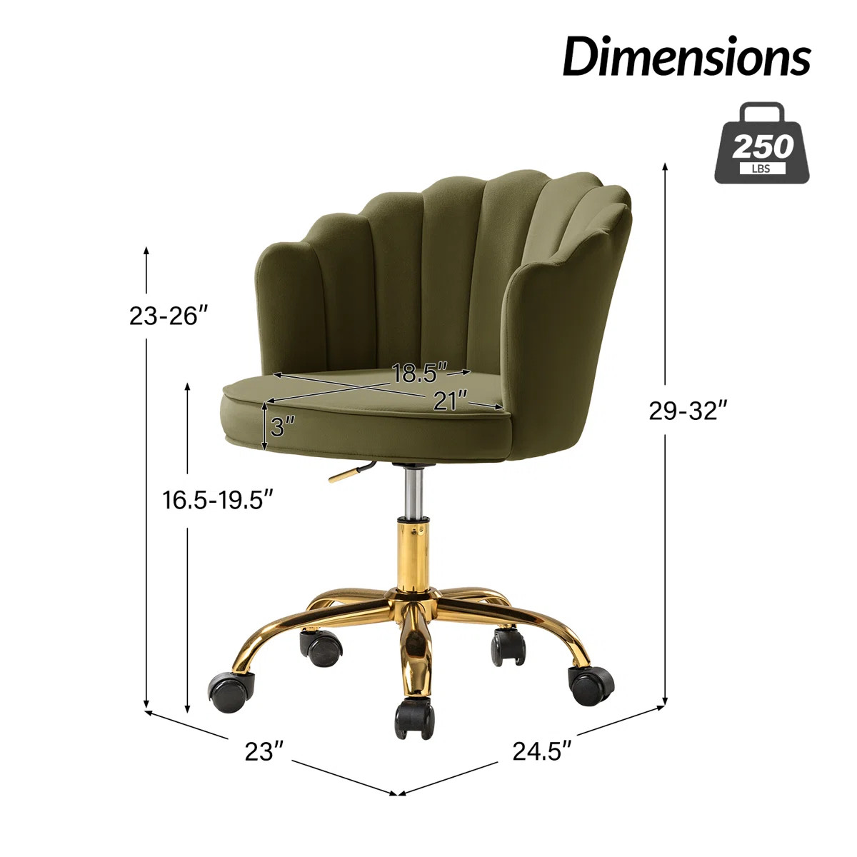 Belanda 23'' W Modern Velvet  Task Chair with Tufted Back | Wayfair North America