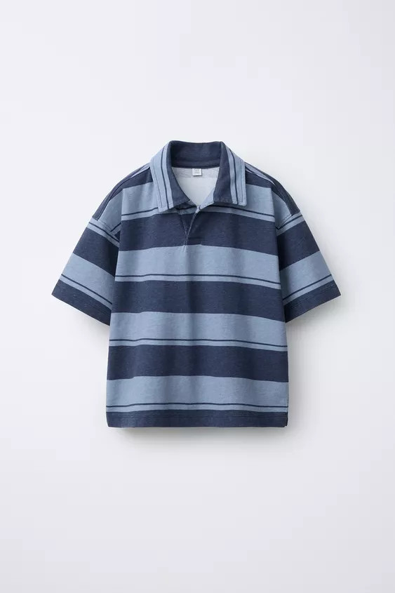 STRIPED FLEECE POLO SHIRT | Zara US