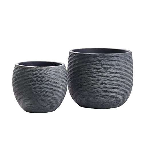 Olly & Rose Barcelona Ceramic Plant Pot Set 2 - Black Flower Pots 7" and 5.5" - Indoor & Outdoor Planters (Black) | Amazon (US)