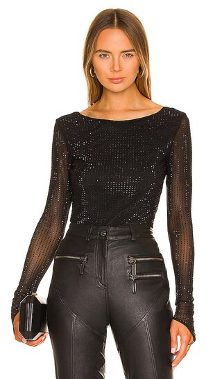 Mesha Blouse in Black Glitter | Revolve Clothing (Global)