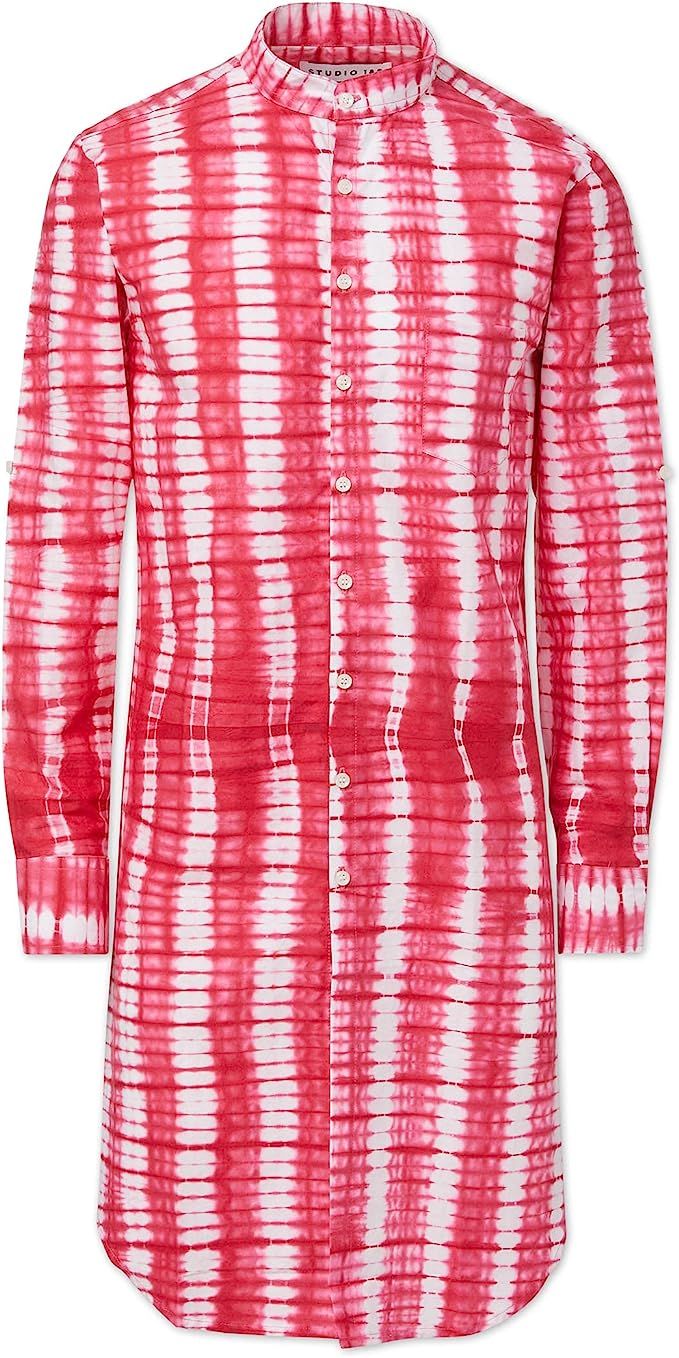 Amazon.com: Studio 189, Ayumi Mandarin Collar Kneelength Shirt, Red | Amazon (US)