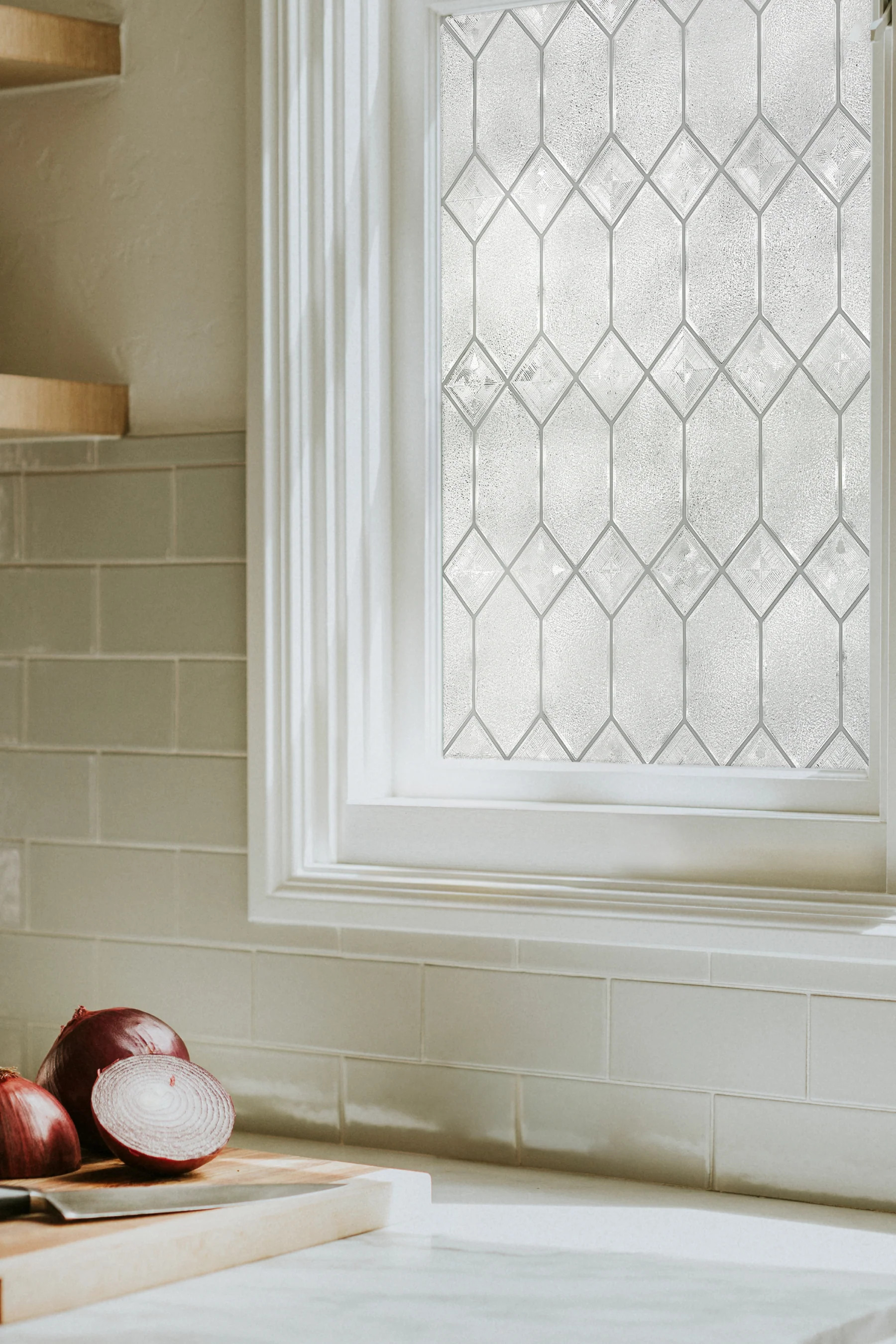 Old English | Window Film with Textured Leaded Glass Pattern | Made in USA | Artscape