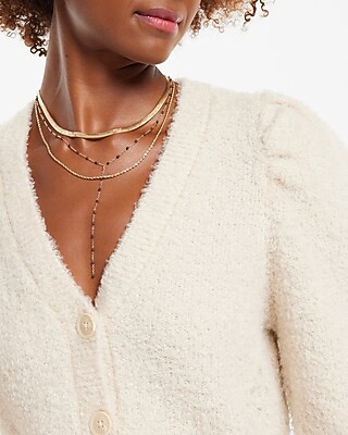 3 Row Beaded Y Necklace | Express