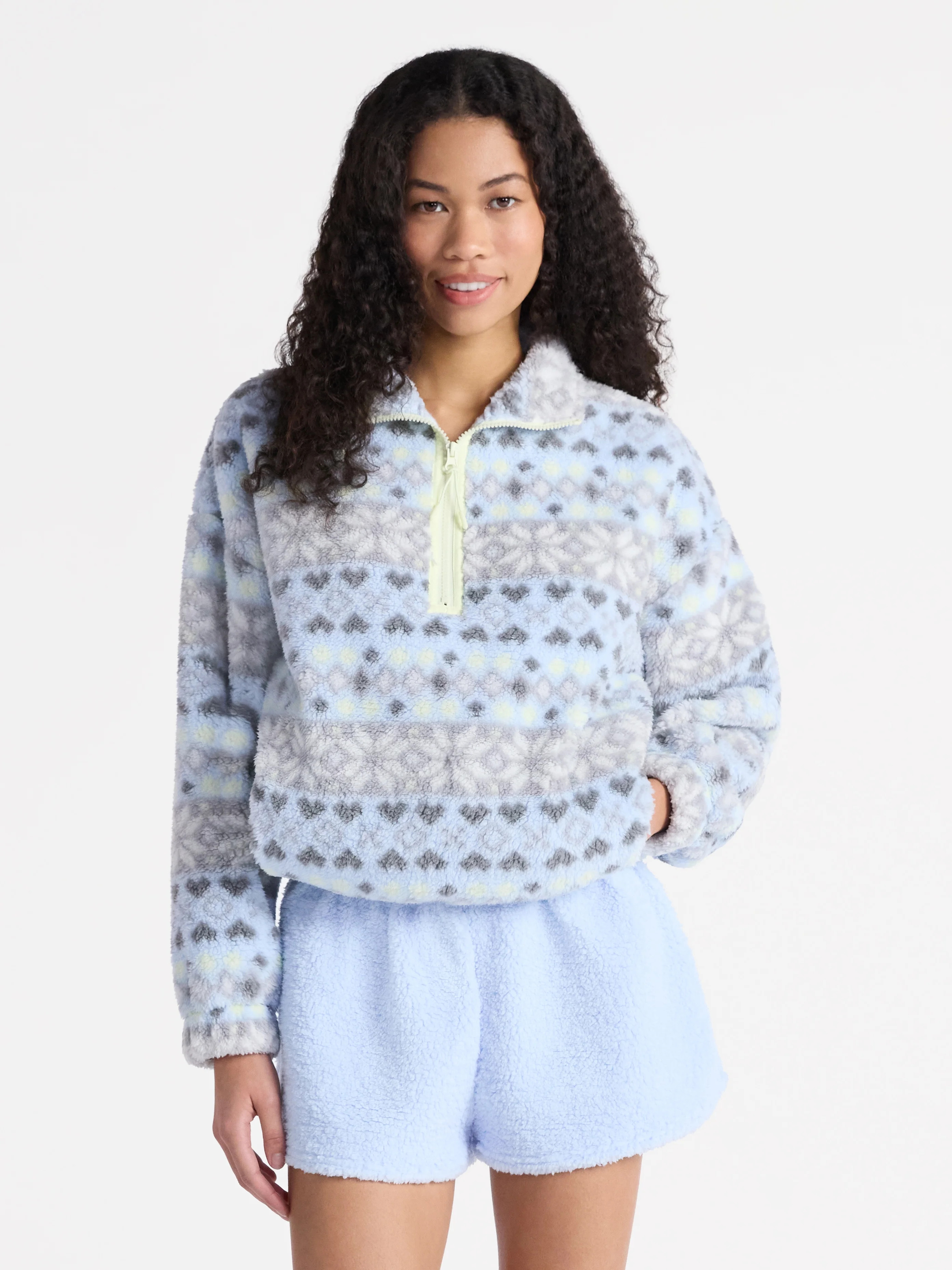 No Boundaries Plush Half-Zip Pullover, Women's | Walmart (US)