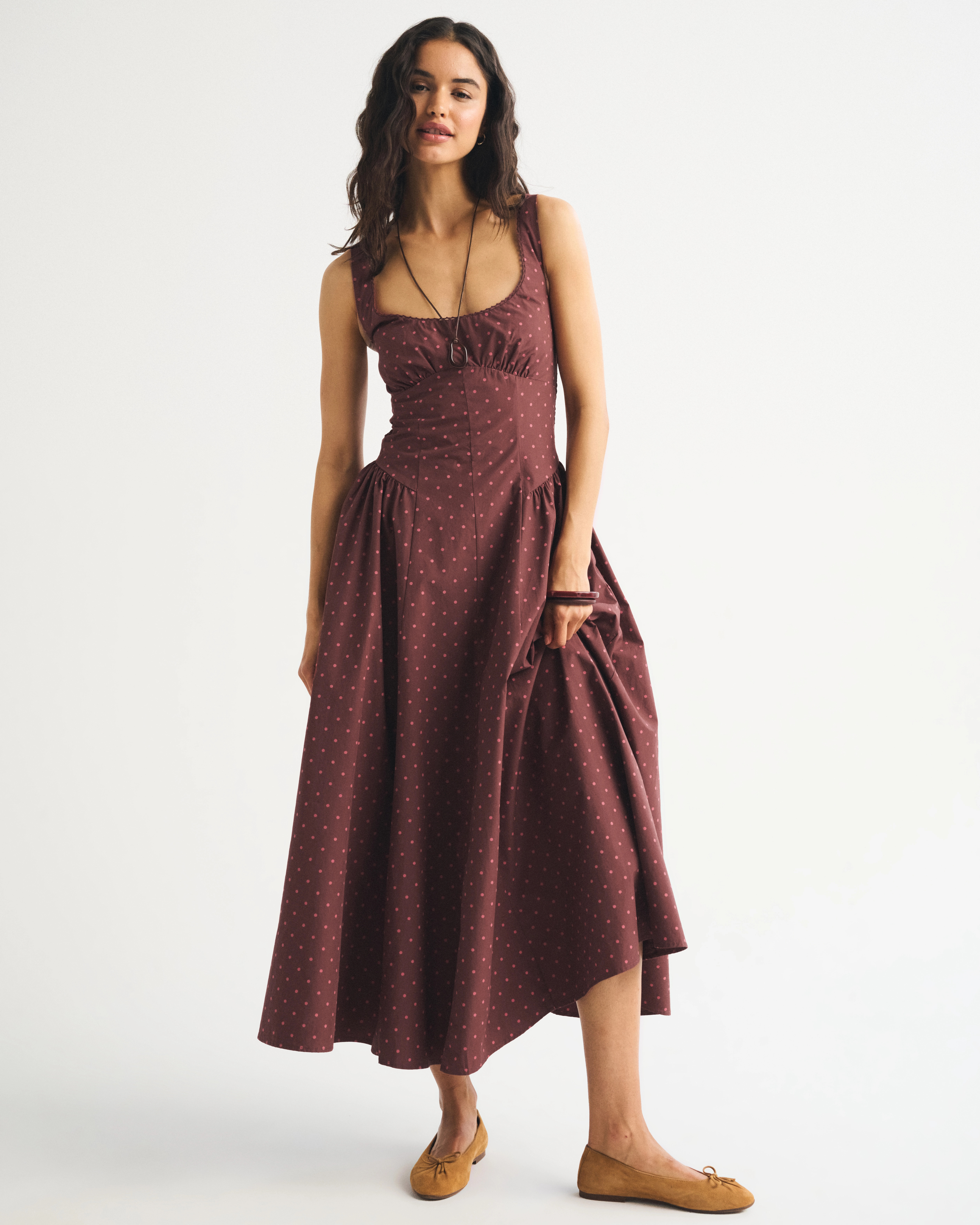 100% Cotton A&F Bra-Free Dylan Midi Dress | Abercrombie & Fitch (US)