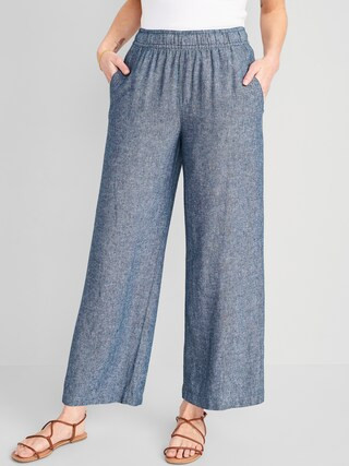 High-Waisted Linen-Blend Wide-Leg Pants for Women | Old Navy (CA)