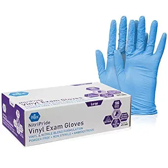 Amazon.com: Med PRIDE NitriPride Nitrile-Vinyl Blend Exam Gloves, Large 100 - Powder Free, Latex ... | Amazon (US)