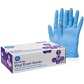 Amazon.com: Med PRIDE NitriPride Nitrile-Vinyl Blend Exam Gloves, Large 100 - Powder Free, Latex ... | Amazon (US)