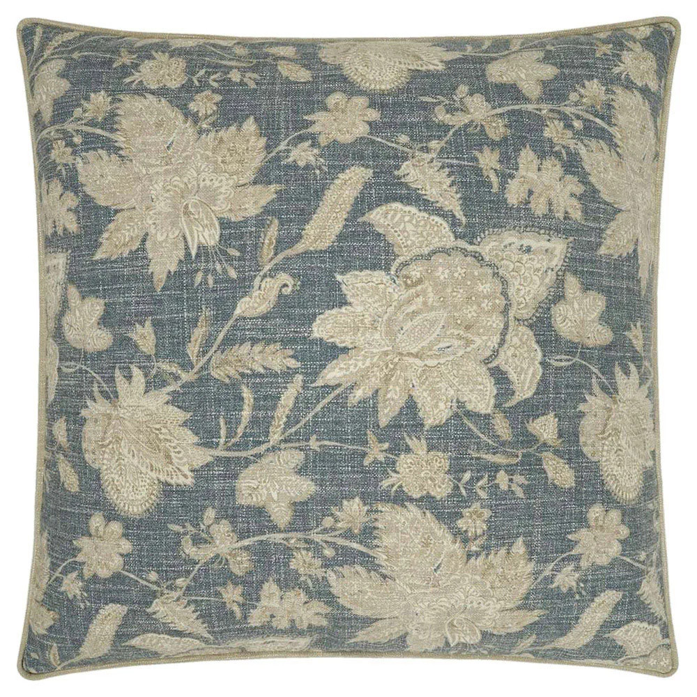 Gracie French Country Indigo Floral Decorative Throw Pillow - 22x22 | Kathy Kuo Home