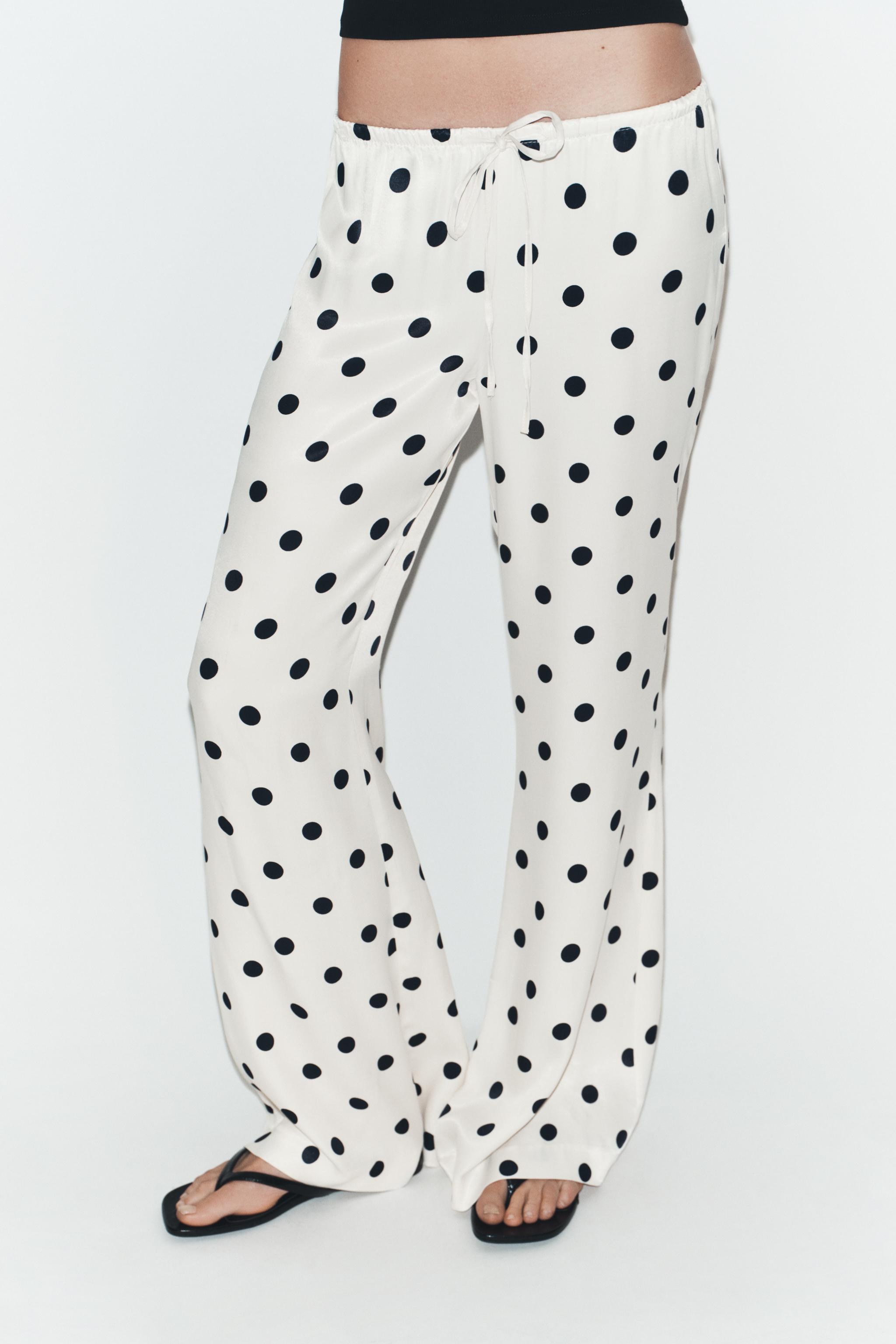 POLKA DOT SATIN EFFECT DRAWSTRING PANTS | Zara US