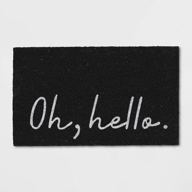 1&#39;6&#34;x2&#39;6&#34; Oh Hello Doormat Black - Threshold&#8482; | Target