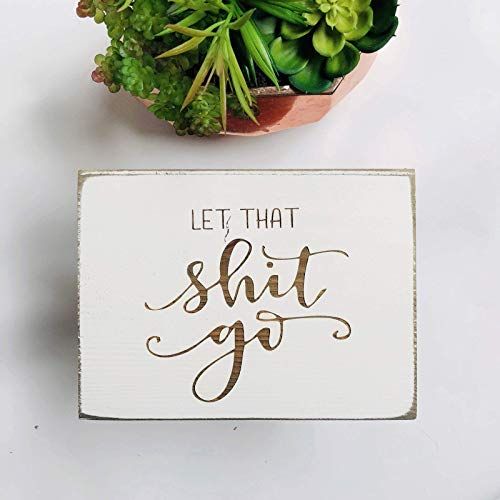 Etch & Ember Funny Bathroom Signs - Let that Shit Go - Farmhouse Style Decor - Rustic Wood Sign -... | Amazon (US)