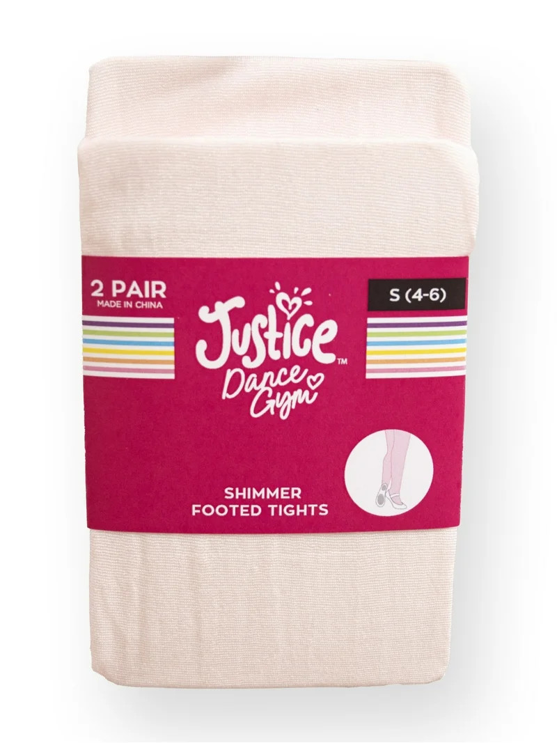 Justice Shimmer Footed Ballet Tights for Girls, Sizes 2-16, 2 Pairs | Walmart (US)