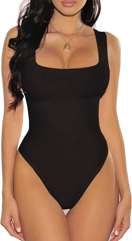 JORASOB Women Tank Bodysuits Square Neck Sleeveless T Shirt Tank Tops | Amazon (US)