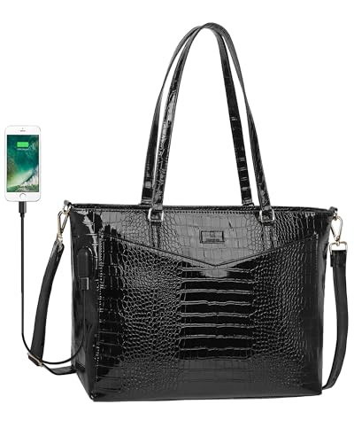 Laptop Bag for Women 17.3 Inch Large Briefcase Work Bag Waterproof Computer Tote Bag with USB Charging Port Handbag Satchel Shoulder | Amazon (US)
