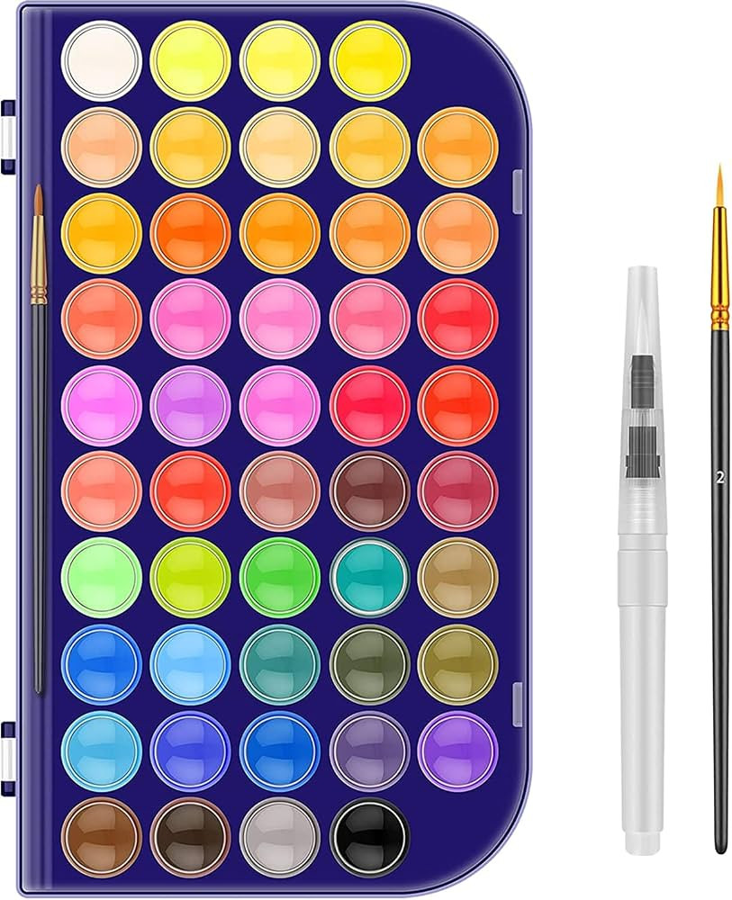Paint Set, 48 Colors Non-toxic Watercolor Paint with a Brush Refillable a Water Brush Pen and Pal... | Amazon (US)
